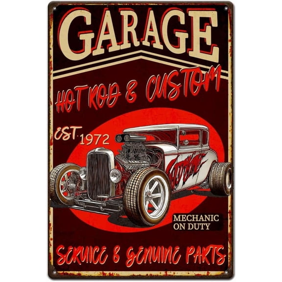 1pc Modified Car Tin Sign Vintage Car Metal Tin Signs Mechanic on Duty Signs Funny Signs and Plaque Metal Wall Art Poster Old Fashion for Garages Bar Sign Home Man Cave Mixed Color