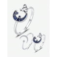 thumbnail image 1 of 1pc Moon And Star Adjustable Ring For Women S925 Sterling Silver Trendy Fine Jewelry Gift, 1 of 5