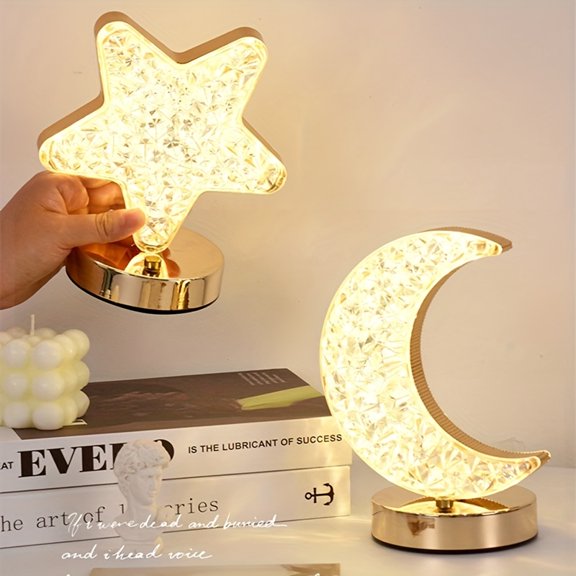 1pc Moon Star Shape Night Light, Three Color Changing Table Lamp Desk Lamp Atmosphere Light