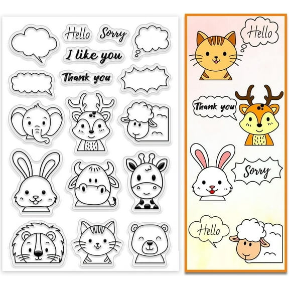 1pc Moon Theme PVC Plastic Clear Stamps for DIY Scrapbooking oto Album Decorative Cards Making Animals 160x110mm