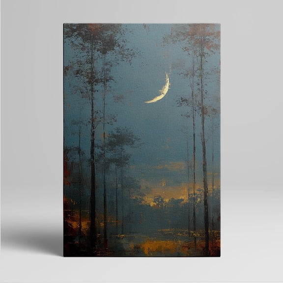 1pc Moonlit Forest Landscape Canvas Wall Art - Framed Decor room hanging Wall Picture Decor for Home Gifts, living room, bathroom, bedroom, kitchen wall art decor canvas wall art