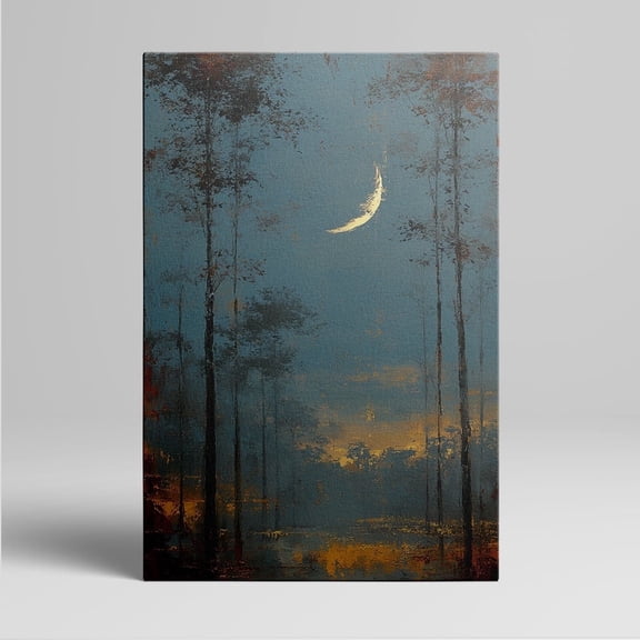 1pc Moonlit Forest Landscape Canvas Wall Art - Framed Decor room hanging Wall Picture Decor for Home Gifts, living room, bathroom, bedroom, kitchen wall art decor canvas wall art