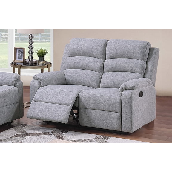 1pc Motion Loveseat Sincere Bone Finish Vertical Tufting Plush Armrest Burlap Upholstered Loveseat Dark Gray Finish Primary Living Room Furniture