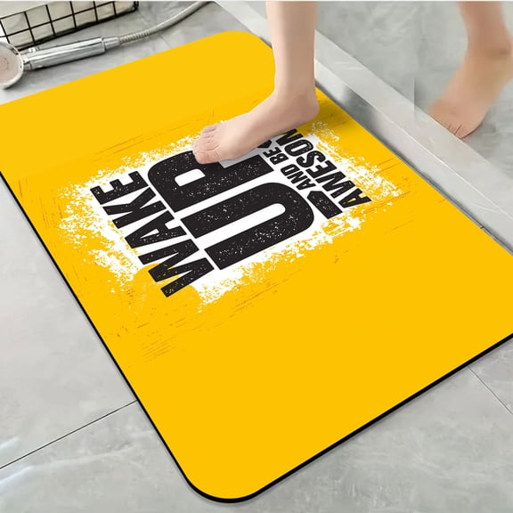 1pc Motivational Quote on Yellow Bathroom Rug Bathroom Decor and Accessories- Durable,Anti Slip,And Quick Drying,Suitable For Indoor/outdoor Use - Perfect For Bathrooms,Bedrooms,Kitchens