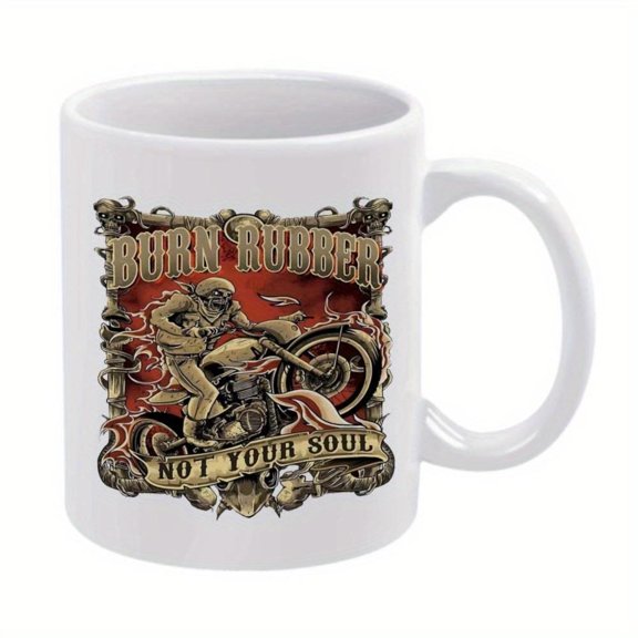 1pc Motorcycle Rider Coffee Mug 11oz Ceramic Cup Christmas New Year Cup Summer Winter Drinks Christmas New Year
