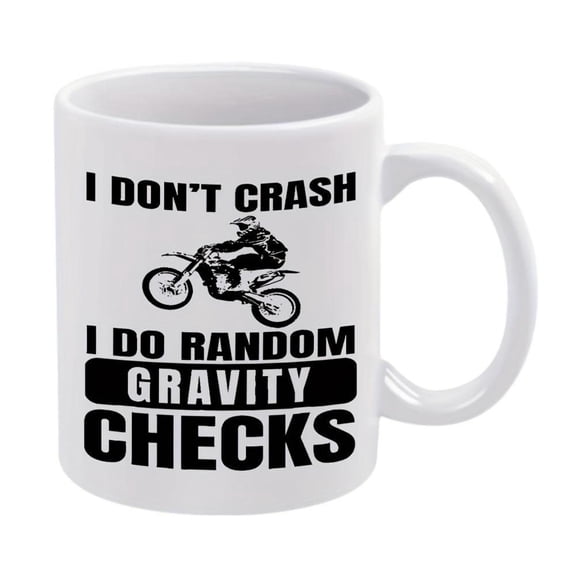 1pc Motorcycle Rider Themed Coffee Mug 11oz White Ceramic Cup with Motorbike Rider I Don t Crash I Do Random Gravity Checks Slogan Motorcyclists Motorcycle Enthusiasts