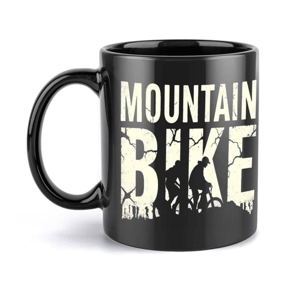 1pc Mountain Bike Ceramic Mug 11oz 360ml Black Coffee Cup with Cyclist Cracked Earth Design Durable Ceramic Cup Outdoor Enthusiasts Holiday Birthday Party Favor Outdoor Enthusiast Gear