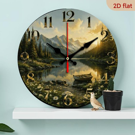 1pc Mountain Waterfall Nursery Wall Clock 10 Inch Silent Non Ticking, Perfect for Kitchen, Classroom, Office, Home, School And Apartment, Perfect Gifts, Battery Powered (1 AA Required, Not Inc