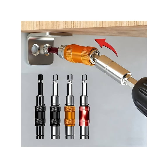 1pc Multi Angle Extension Rod, Electric Drill Extension Connecting Rod, Universal Crank Drill Bit Holder, Magnetic Rotating Bit Tip Holder Kit, 1/4" Shaft, Yellow Silver Connecting Rod