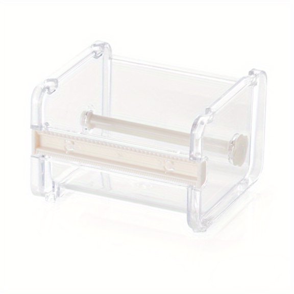 1pc Multi-Color Convenient Office Stationery Tape Holder Cutter Machine Desktop Tape Storage Box Finishing Box, Beige