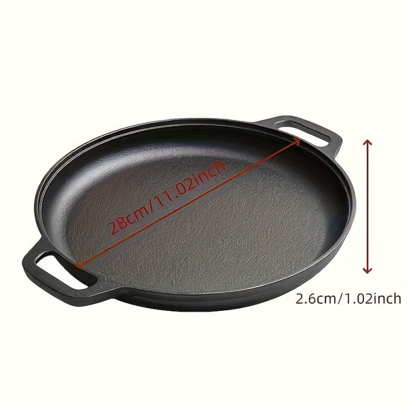1pc Multi-Function Cast Iron Griddle Skillet - Non-Stick Pan For Pizza, BBQ, Pancakes - Compatible With All Stovetops, Ideal For Home Kitchen And Outdoor Cooking