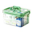 thumbnail image 1 of 1pc Multi-Layer Clear Home Medical Storage Box, Large Capacity Portable First Aid Organizer with Compartmentalized Layers, Transparent Green Two-Tier Medicine Box for 1-2 People, 1 of 5