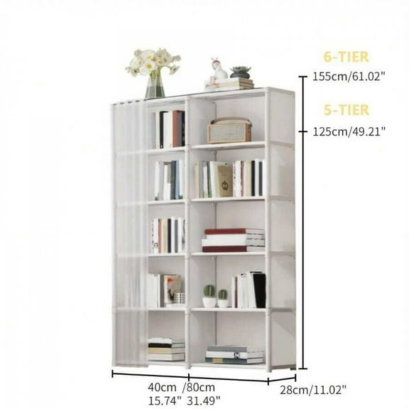 1pc Multi-Layer Easy-To-Assemble Book Storage Rack, Household Simple Clothes Storage Wardrobe, Multi-Functional Dustproof Miscellaneous Storage Cabinet For Office, Classroom, Rental Room And Dormitor