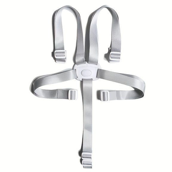 1pc Multi-Scene Safety Harness, 5-Point Adjustable Belt for Infant High Chair and Stroller Security, Gray White Buckle