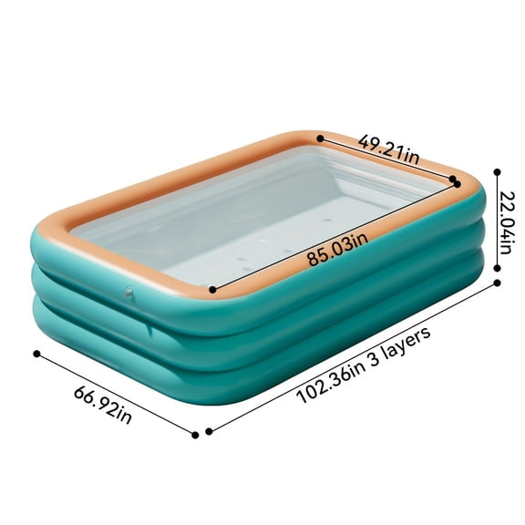 1pc, Multi-Size Thickened Oversized Rectangular Inflatable Swimming Pool, Family Adult Swim Center Leisure Pool for Backyard, Outdoor And Summer Water Parties