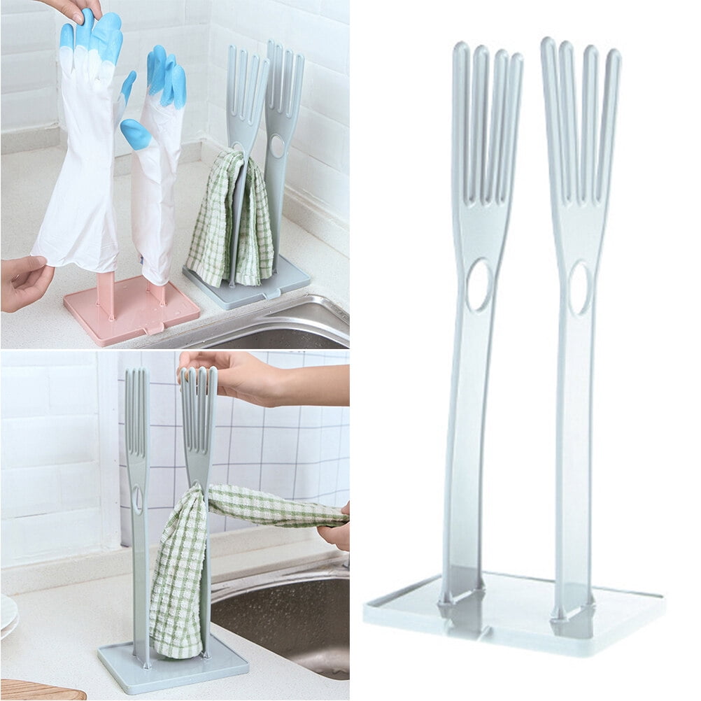 1pc Multifunctional Drain Rack Rubber Gloves Holder Dish Cloth Rack