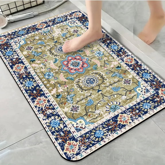 1pc Multicolored Ornate Rug Bathroom Rug Bathroom Decor and Accessories- Durable,Anti Slip,And Quick Drying,Suitable For Indoor/outdoor Use - Perfect For Bathrooms,Bedrooms,Kitchens,Terraces