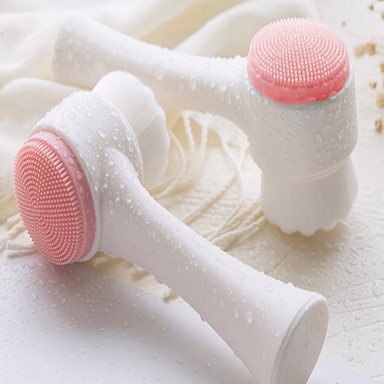 1pc Multifunctional Double Sided Silicone Cleaning Brush and Soft Hair Surface Brush Pore Cleansing Exfoliating Scrub Skin Scrubber Tool