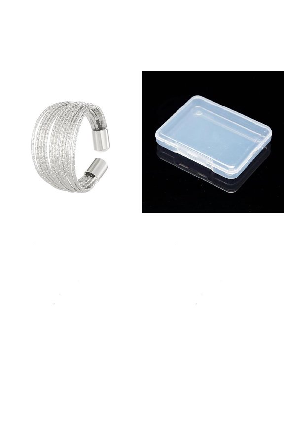 1pc Multilayer Alloy Cuff Finger Rings for Women Silver Inner Diameter: 17mm