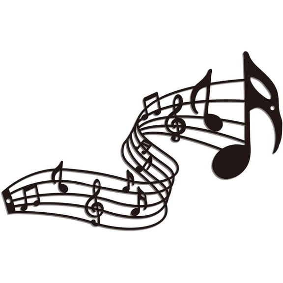 1pc Music Note Iron Wall Art Decorations Black Metal Wall Art Decor Musical Note Pattern Wall Sculptures Sign