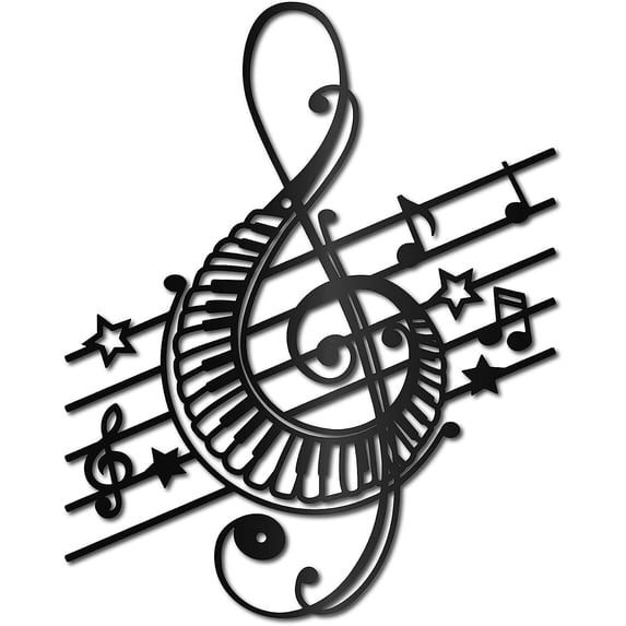1pc Music Notes Wall Art Metal Wall Art Decor Musical Notes Sign Black Hanging Sculpture for Home Office Bedroom