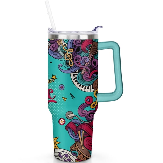 1pc Music Teacher 40oz Tumbler with Straw & Handle - Insulated Stainless Steel Cup | Holiday Gift for Man Women (Christmas, Valentine's, Birthday)