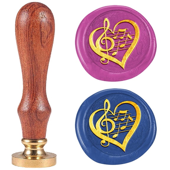 1pc Musical Note DIY Scrapbooking Wax Seal Stamp with Wooden Handle for Envelopes Invitations Gift Card Heart 83x22mm