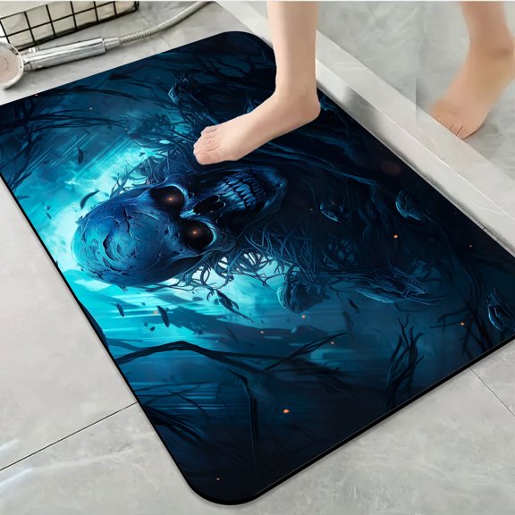 1pc Mysterious Skull Bathroom Rug Bathroom Decor and Accessories- Durable,Anti Slip,And Quick Drying,Suitable For Indoor/outdoor Use - Perfect For Bathrooms,Bedrooms,Kitchens