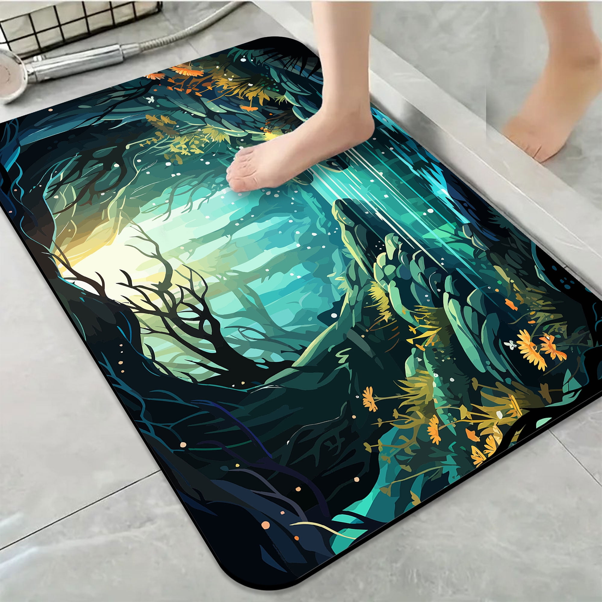 1pc Mystical Forest Glade Scene Bathroom Rug Bathroom Decor and ...