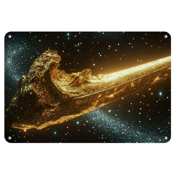 1pc Mystical Golden Sword Iron Metal Sign, 8x12 inches - Fantasy Wall Art Decor with Celestial Starry Background, Ideal for Christmas, Spring Festival, Anniversary - Elegant Engraved Design