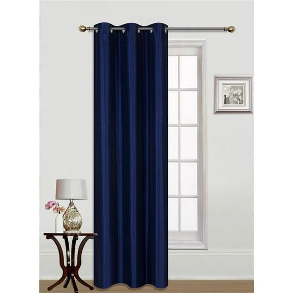1pc NAVY BLUE MIRA Faux Silk Drape Panel Top Chrome Metallic Grommet Window Curtain Treatment Drape 2 Shade 37 wide x 95 length