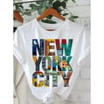thumbnail image 1 of [1pc NYC Graphic Tee] 1pc Women's Casual New York City Graphic T-Shirt | Crew Neck, Short Sleeve, Cotton Knit Fabric | Black with Vibrant NYC Alphabet Print, All-Season Comfort Top for Casual Attire, 1 of 6