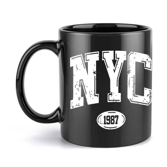 1pc NYC Mug Black Coffee Cup with Bold NYC Text 11oz Cup New York City Lovers Birthday Christmas Summer Home Office or Travel Use Ideal NYC Themed Present Coffee Lover Gifts Birthd