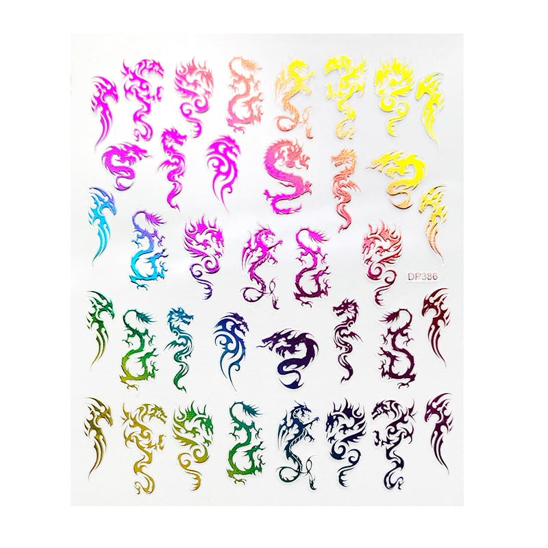 1pc Nail Art Sticker Gold Rainbow Phoenix Dragon Peacock Shape Stickers For Nails Flowers Adhesive Nail Art Decoration Manicure