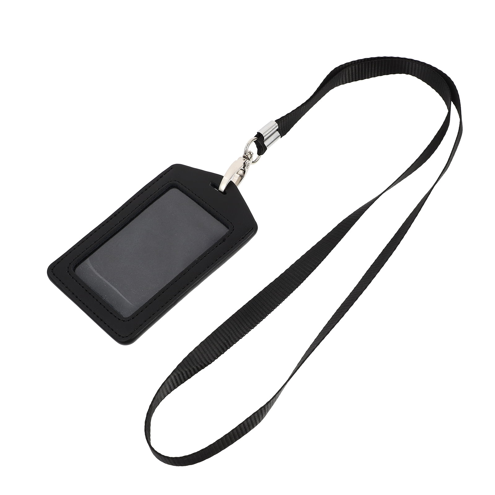 1pc Name Employee ID Cover Holder with Hanging Strap(Black)