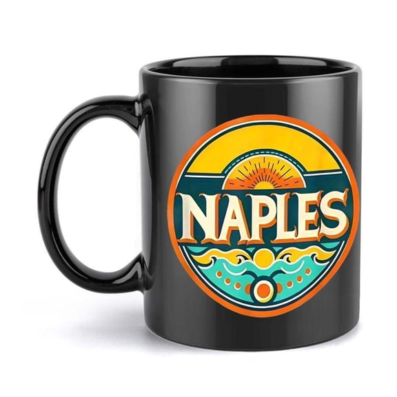 1pc Naples Sunset 11oz Ceramic Coffee Mug Vibrant Beach Scene with Trees Ocean Waves Friends Family Ideal All Seasons Coffee Bar Accessories