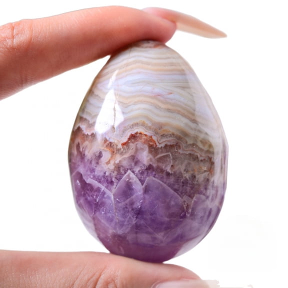 1pc Natural Amethyst & Agate Carved Egg|150-200g Feng Shui Anchor