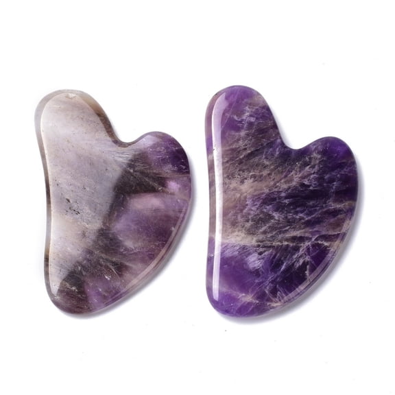 1pc Natural Amethyst Gua Sha Boards Scraping Massage Tools Gua Sha Facial Tools Heart 79~80x54~57x5~8mmDIY