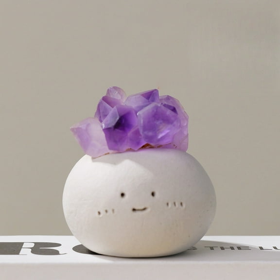 1pc Natural Crystal "Dou Ding" Rough Stone Set | 【Clay Base】 Amethyst Geode | 50g Energy Stones