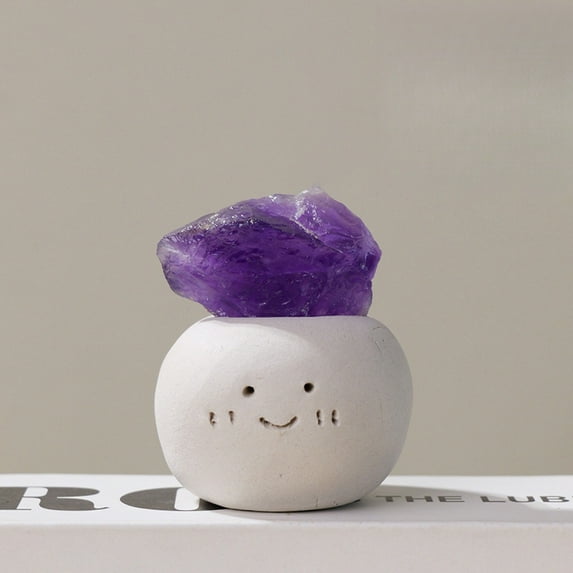 1pc Natural Crystal "Dou Ding" Rough Stone Set | 【Clay Base】 Deep Purple Amethyst | 50g Energy Stones