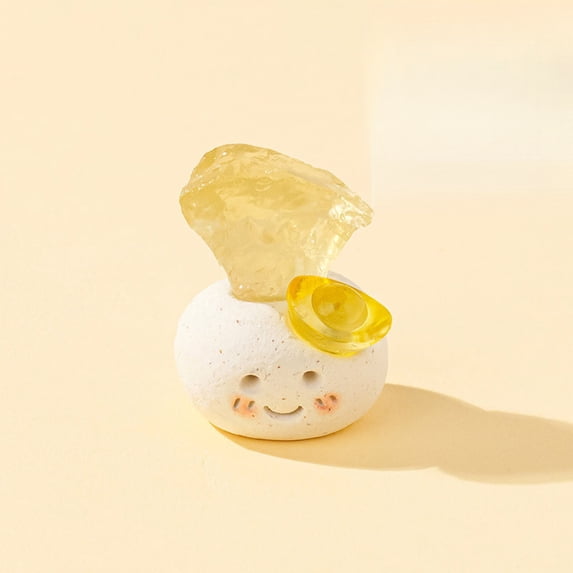 1pc Natural Crystal "Dou Ding" Rough Stone Set | 【Clay Base (Ingot Pendant)】 Citrine | 50g Energy Stones