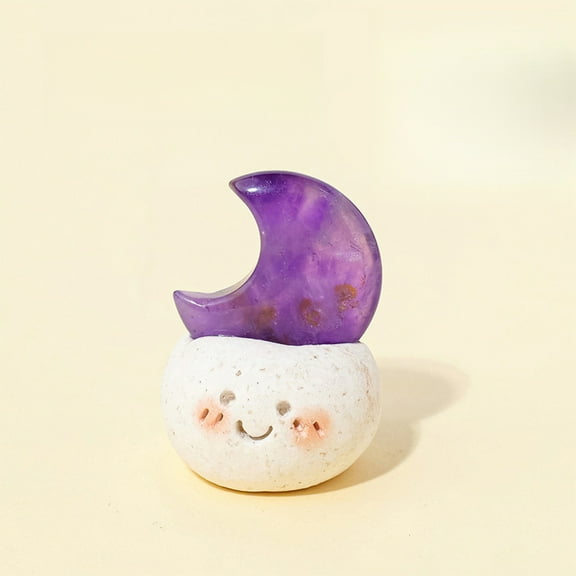 1pc Natural Crystal "Dou Ding" Rough Stone Set | 【Moon Shape】 Amethyst | 50g Energy Stones