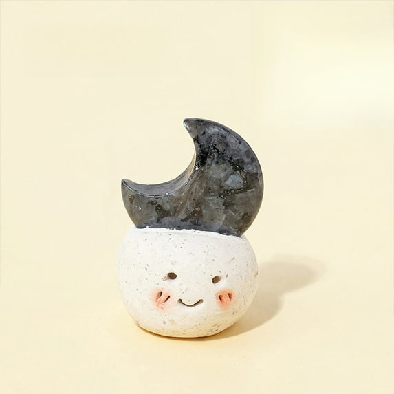 1pc Natural Crystal "Dou Ding" Rough Stone Set | 【Moon Shape】 Black Obsidian | 50g Energy Stones