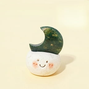 1pc Natural Crystal "Dou Ding" Rough Stone Set | 【Moon Shape】 Moss Agate | 50g Energy Stones