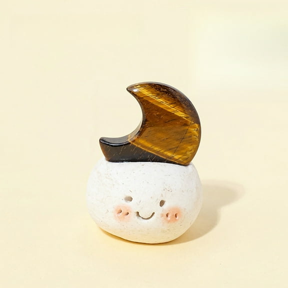 1pc Natural Crystal "Dou Ding" Rough Stone Set | 【Moon Shape】 Tiger's Eye | 50g Energy Stones