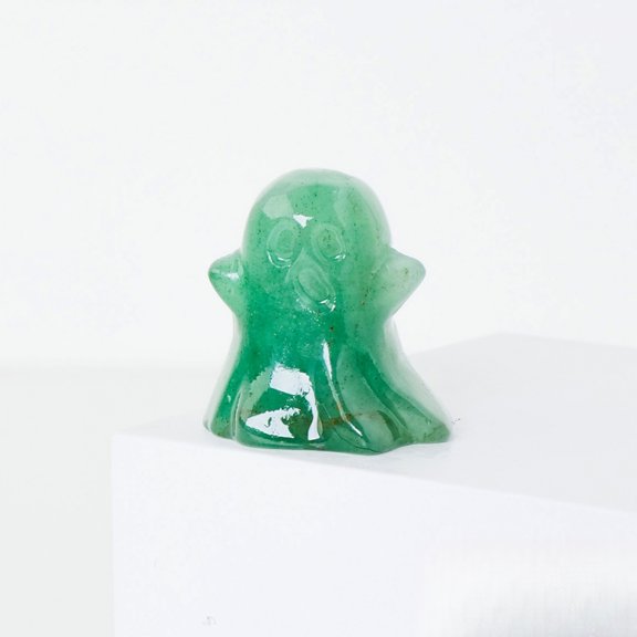 1pc Natural Crystal Ghost | Hand-Carved Energy Gemstone | Green Strawberry Quartz | 50g Spiritual Carving Collection