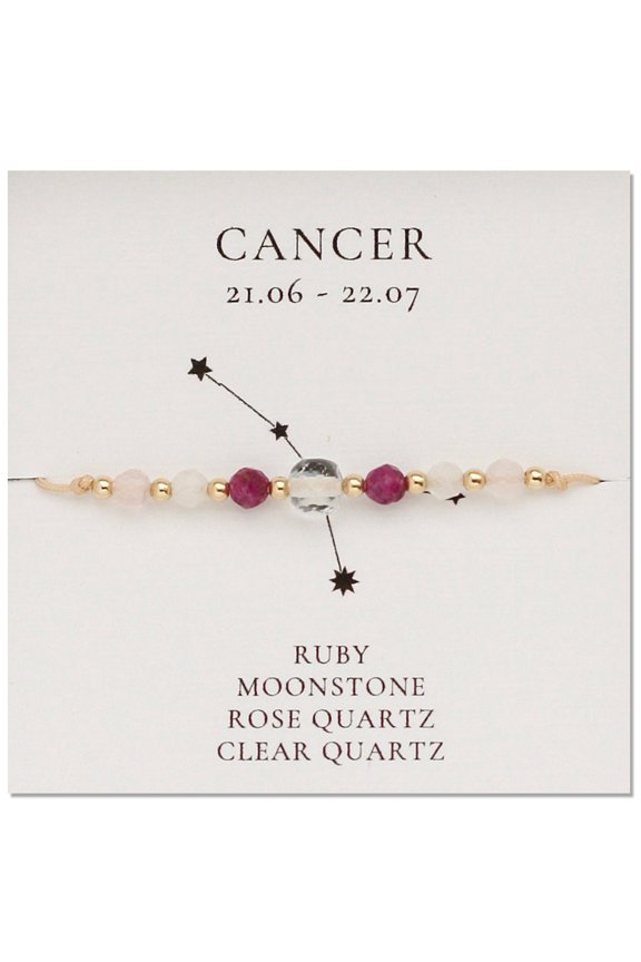 1pc Natural Gemstone Constellation Beaded Bracelets Cancer Colorful 11 inch(28cm) Multi-color