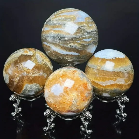 1pc Natural Multi-Layer Fluorite & Agate Geode Sphere | Geological Energy Specimen | 1.97-2.36 inch (5-6cm) 310g