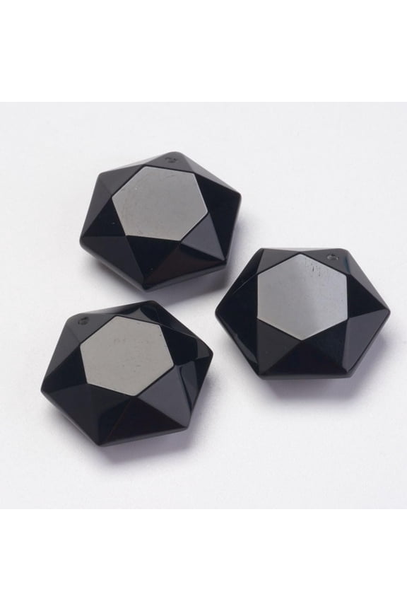1pc Natural Obsidian Pendants 28~29x25x9~10mm Hole: 1.5mm