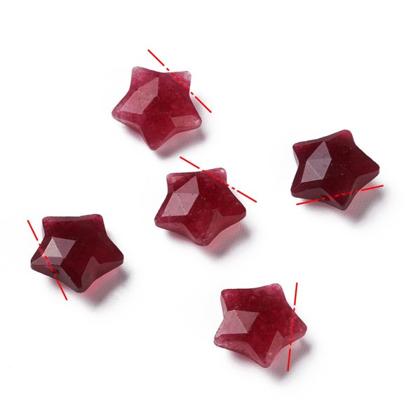 1pc Natural Red Jade Charms Star Faceted 13~13.5x14~14.5x6~6.5mm Hole: 0.8mm Material Natural Red Jade